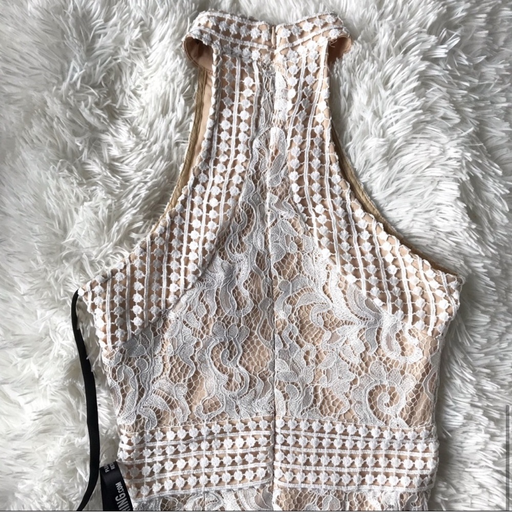NWT✨ PrettyLittleThing Sexy White Lace Crochet High Neck Dress - Picture 6 of 7